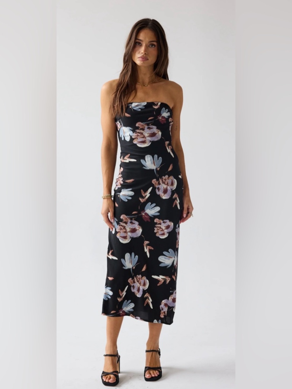 NWOT Bohme Kendall Strapless Midi Dress in Black